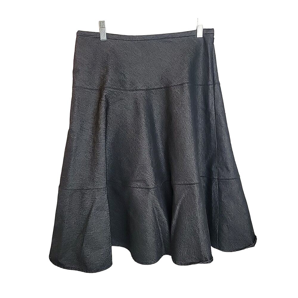 A Line Black Denim Ruffle Tiered Career Casual A-Line Skirt Women's Size 10